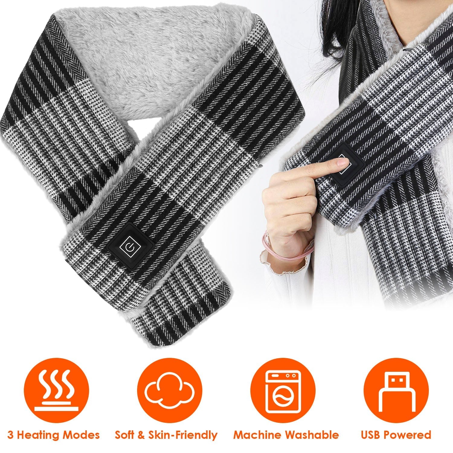 Electric Heated Scarf USB Heating Neck Wrap Unisex Winter Heated Neck Shawl Soft Warm Scarves w/ 3 Heating Modes - OVERLANDERS Outfitter