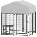 Welded Wire Dog Kennel with 360 Rotating & 4 Levels Adjustable Bowls, Waterproof Cover, 3.9 X 3.9 X 4.5 - OVERLANDERS Outfitter