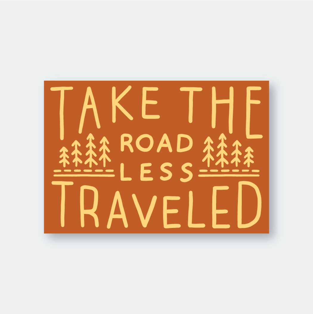 Colorful Road Less Traveled sticker by Pike Street Press featuring a vibrant, artistic design on a durable adhesive sticker.