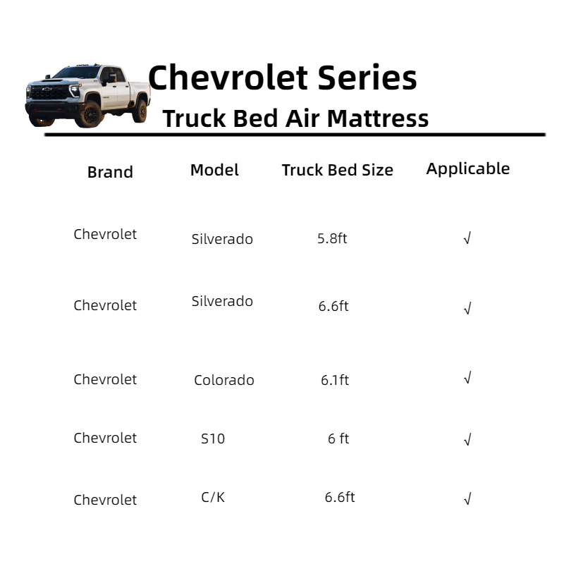 DikaSun Chevrolet 5.5-5.8ft | 6-6.5'  Truck Bed Air Mattress - OVERLANDERS Outfitter