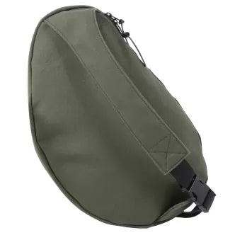Backcountry Sportsman sling pack with adjustable strap and multiple compartments, shown in a sleek black design.