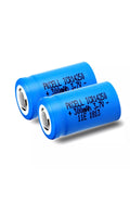 Two SFT2 Tactical 14250 ICR14250 300mAh 3.7V lithium batteries on a white background.