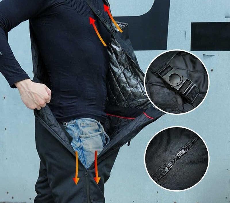 Seivi™ Motorcycle winter thermal pants with quick-release design, black waterproof motorcycle pants by Bean's Moto Booth.
