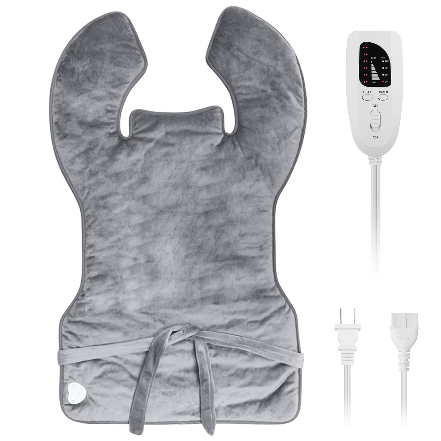 36.6x22in Electric Heating Wrap for Neck Shoulder Fast Heating Pad Mat Heated Neck Wrap for Back Pain Relief with 6 Temperature Settings 4 Timer Modes - OVERLANDERS Outfitter