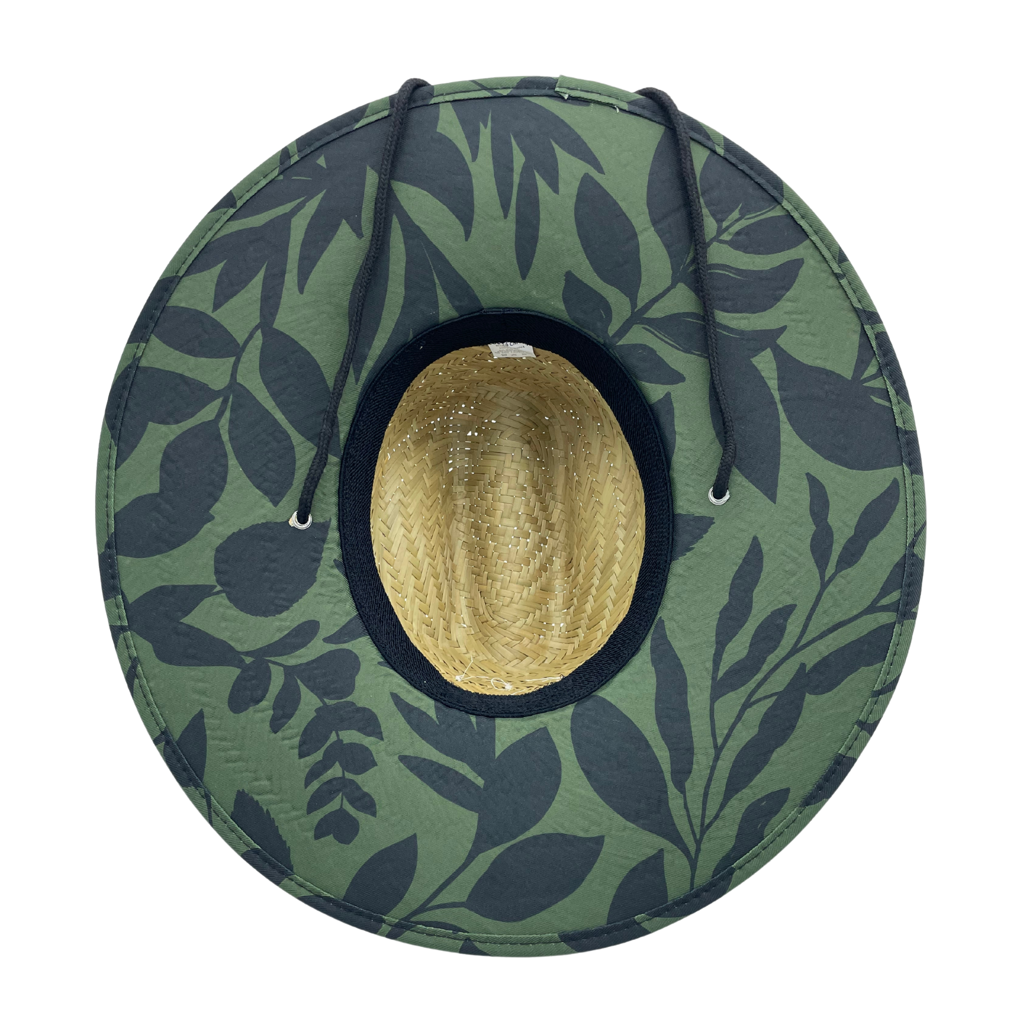 Dark green COR Surf straw lifeguard sun hat for adults, with wide brim, perfect for beach protection and sun shading.