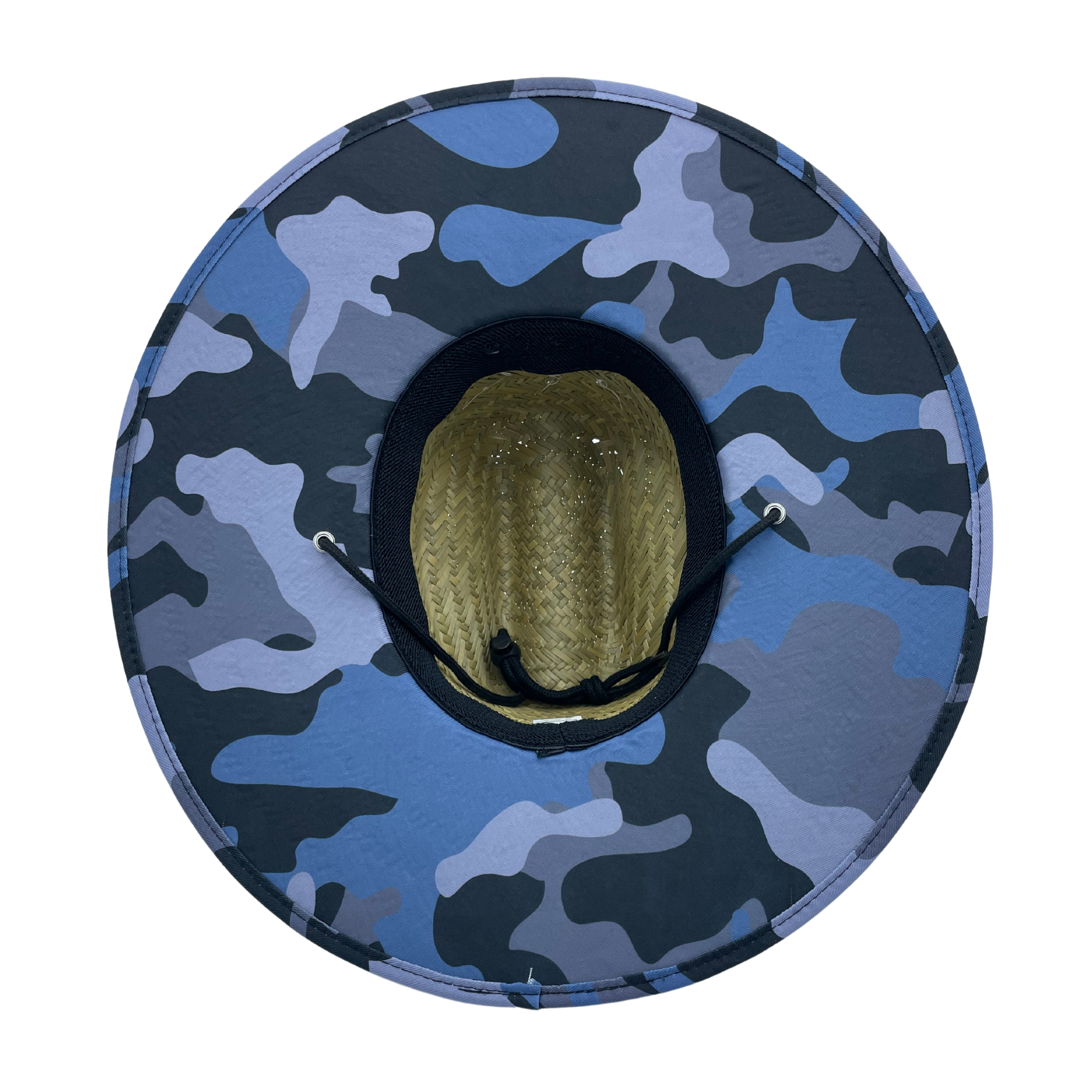 Men's blue camouflage straw beach hat by COR Surf, featuring a wide brim for sun protection and stylish outdoor wear.