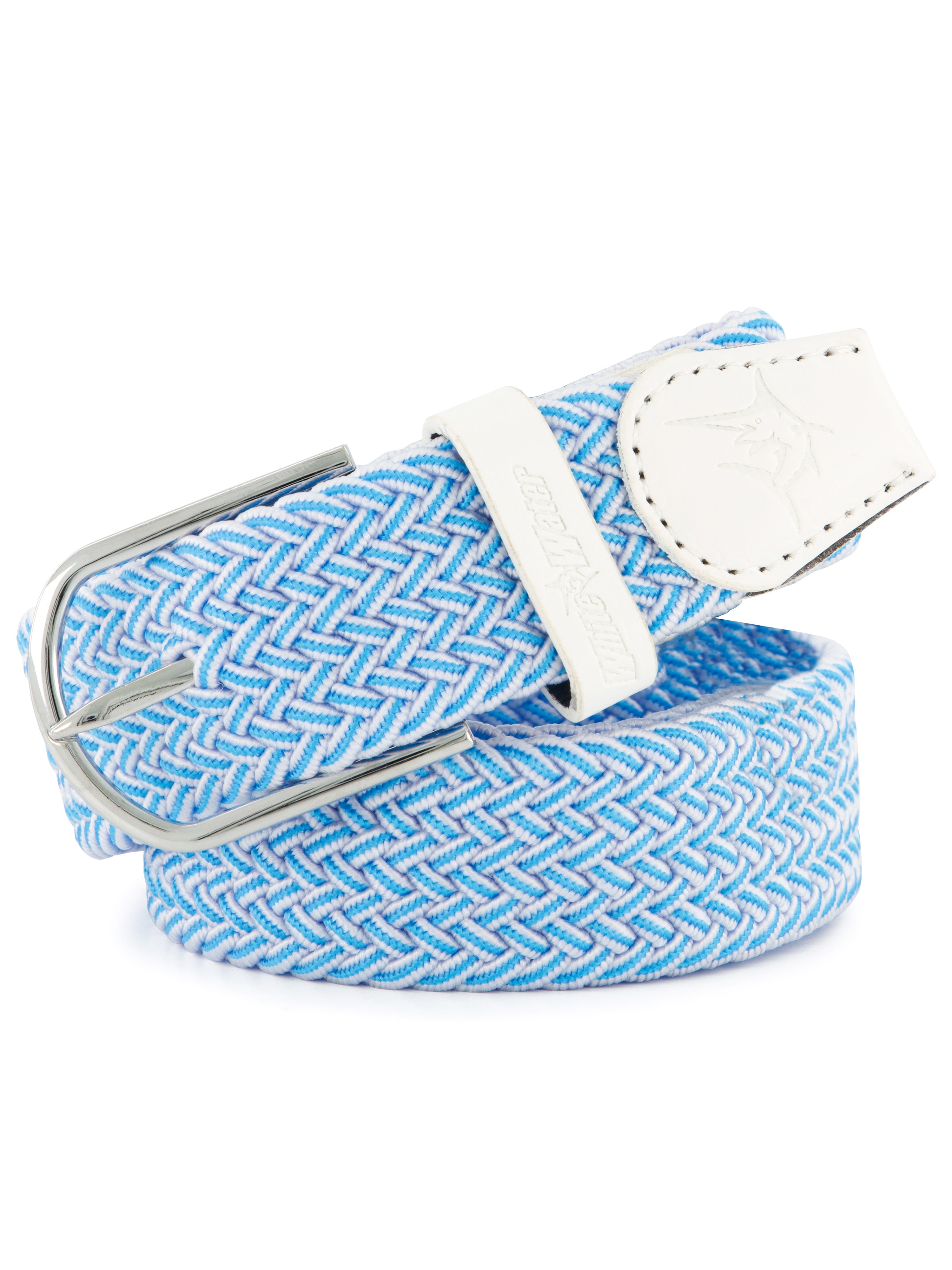 White Water Life Waterline Braided Belt in a woven design, showcasing its texture and adjustable buckle detail.