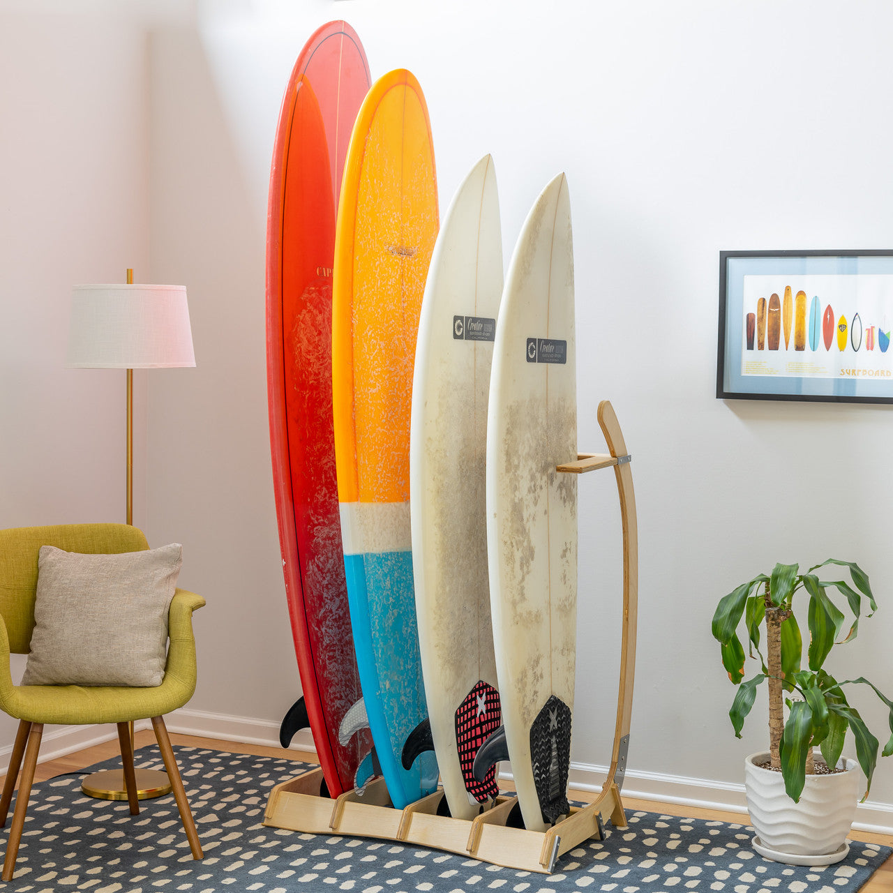Big Sur Surfboard Storage Wood Stand | Holds 4 Surfboards - OVERLANDERS Outfitter
