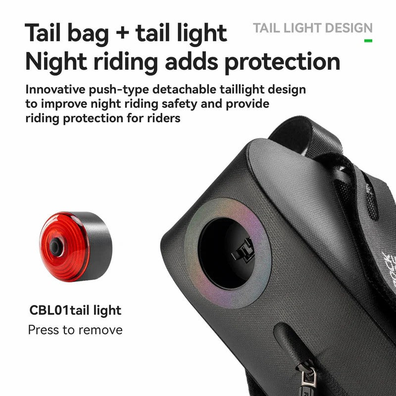 100% Waterproof Bike Saddle Bag with Light - 0.8L - OVERLANDERS Outfitter