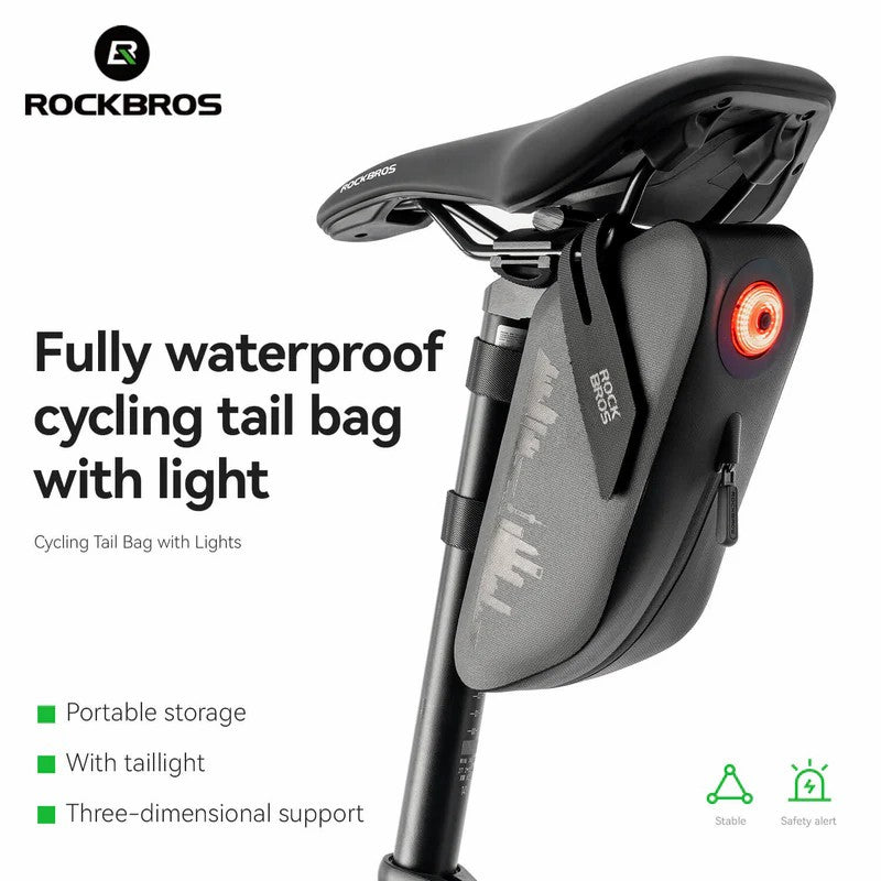 100% Waterproof Bike Saddle Bag with Light - 0.8L - OVERLANDERS Outfitter
