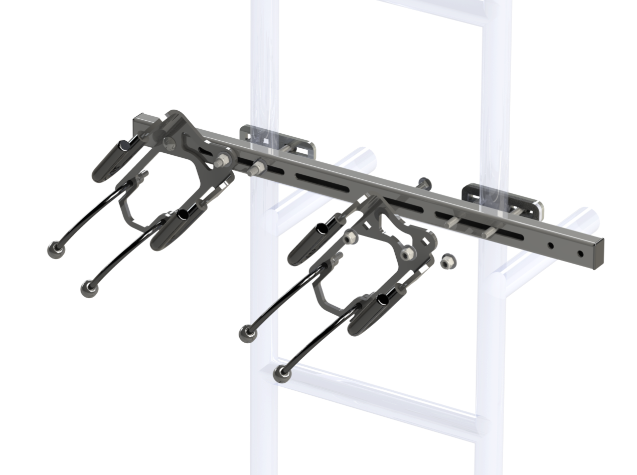 Lolo Racks Rad Lad rear ladder bike rack kit installed on vehicle, showing durable metal frame and mounting details.