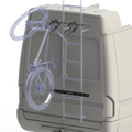 Lolo Racks bike rack kit for rear van ladder, designed to securely hold bikes on the back of a vehicle with ladder access.