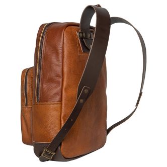 Backcountry Sportsman Bison Leather Standard Backpack with adjustable straps, front pocket, and durable leather material.