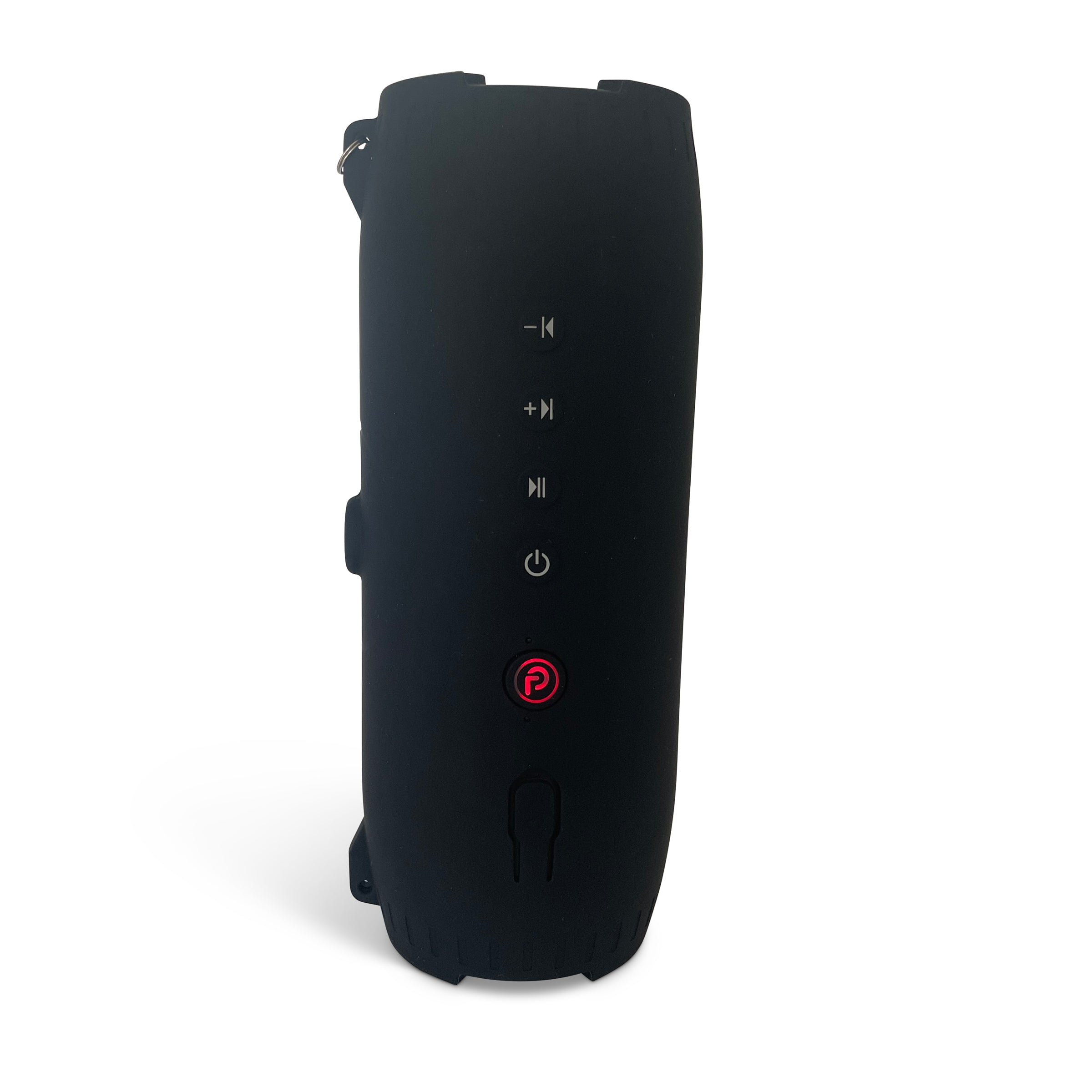 Black Yak Power DryTunes waterproof floating Bluetooth speaker for outdoor use, portable electronic audio device with compact design.