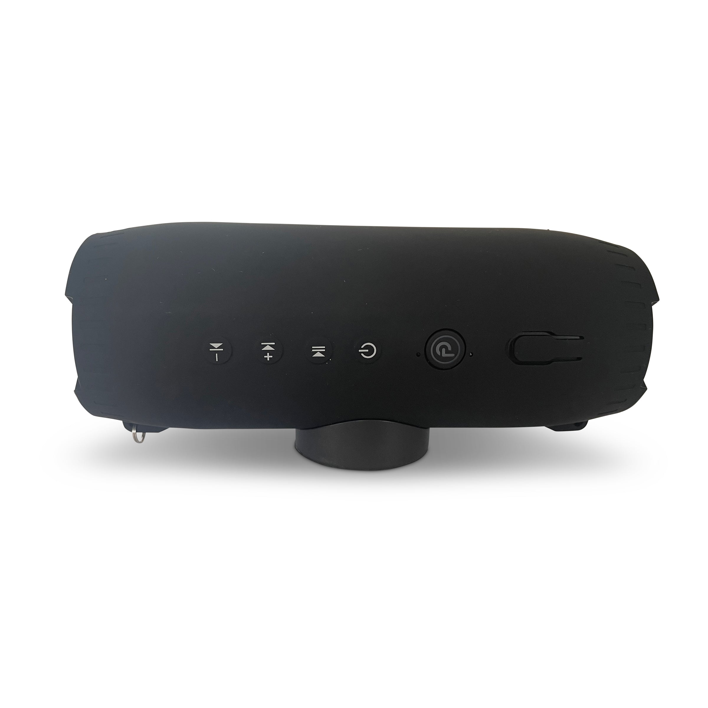 Black Drytunes portable waterproof floating Bluetooth speaker by Yak Power showing a compact design suitable for outdoor use
