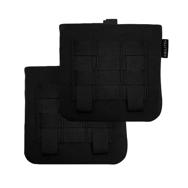 Black HCC Tactical flank side plate carrier in tactical gear with adjustable straps and MOLLE webbing for modular loadout.