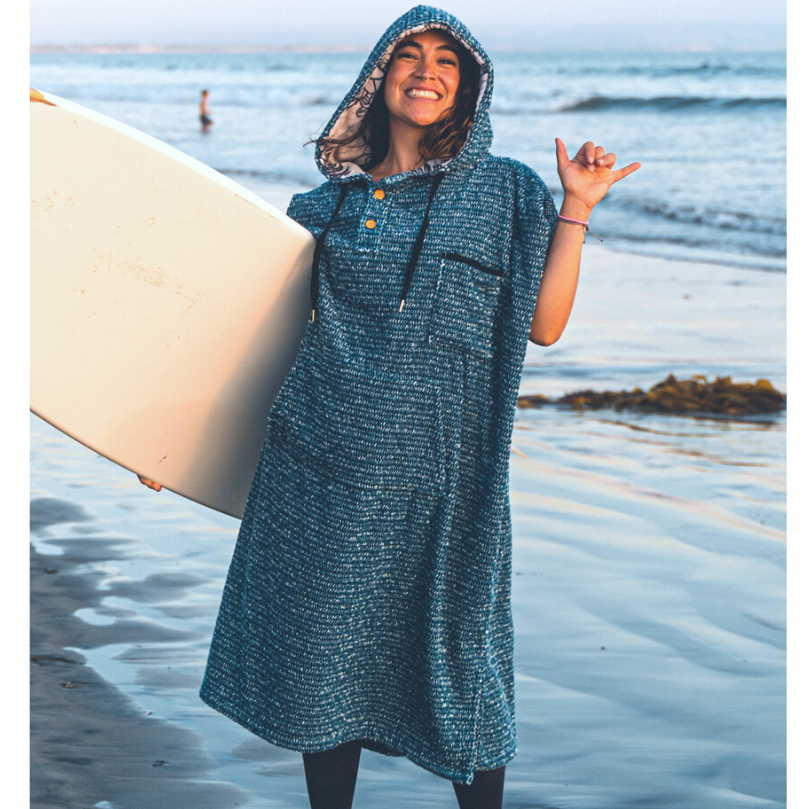 Blanket Hoodie | Indigo Surf Poncho | 100% Cotton Wearable Blanket Robe | As Seen on Netflix's Beef Season 2 - OVERLANDERS Outfitter