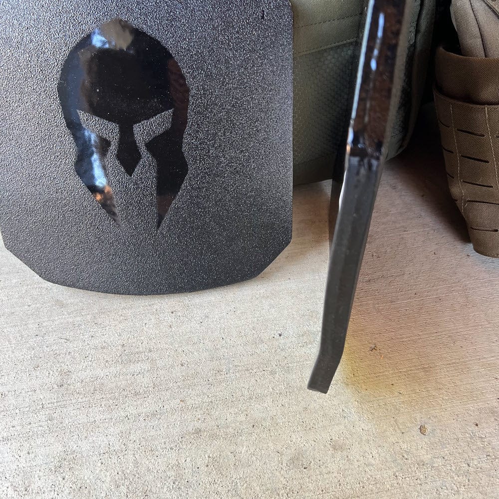 Set of two Spartan Level III+ AR550 steel body armor packages from SFT2 Tactical, showing durable tactical protective gear.