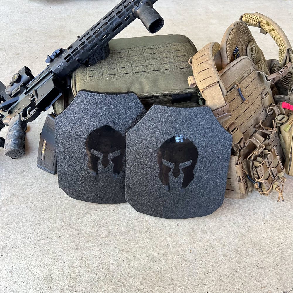 SFT2 Tactical Spartan Level III+ AR550 Steel Body Armor set of 2, showcasing durable hard armor plates.