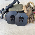 Set of two Spartan Level III+ AR550 steel body armor packages by SFT2 Tactical, showing durable steel plates and tactical design.