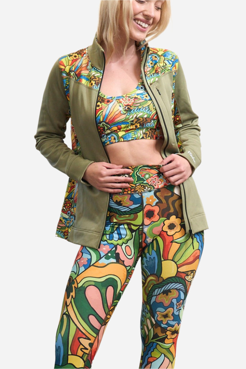 FisheWear Boho Bass high-waisted leggings with bohemian print, stretchy fabric, and comfortable fit for active or casual wear.