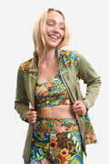 FisheWear Boho Bass Midlayer Jacket displayed flat with front view, featuring boho-inspired design and lightweight fabric.