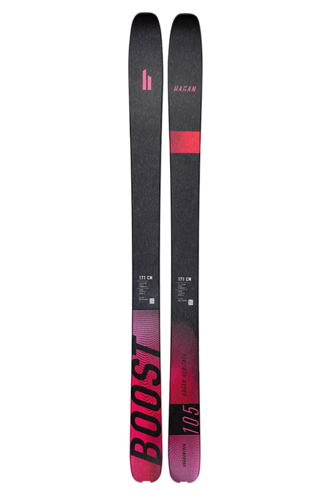 HAGAN Ski Mountaineering Boost 105 skis with lightweight design and versatile performance for alpine touring and backcountry skiing.