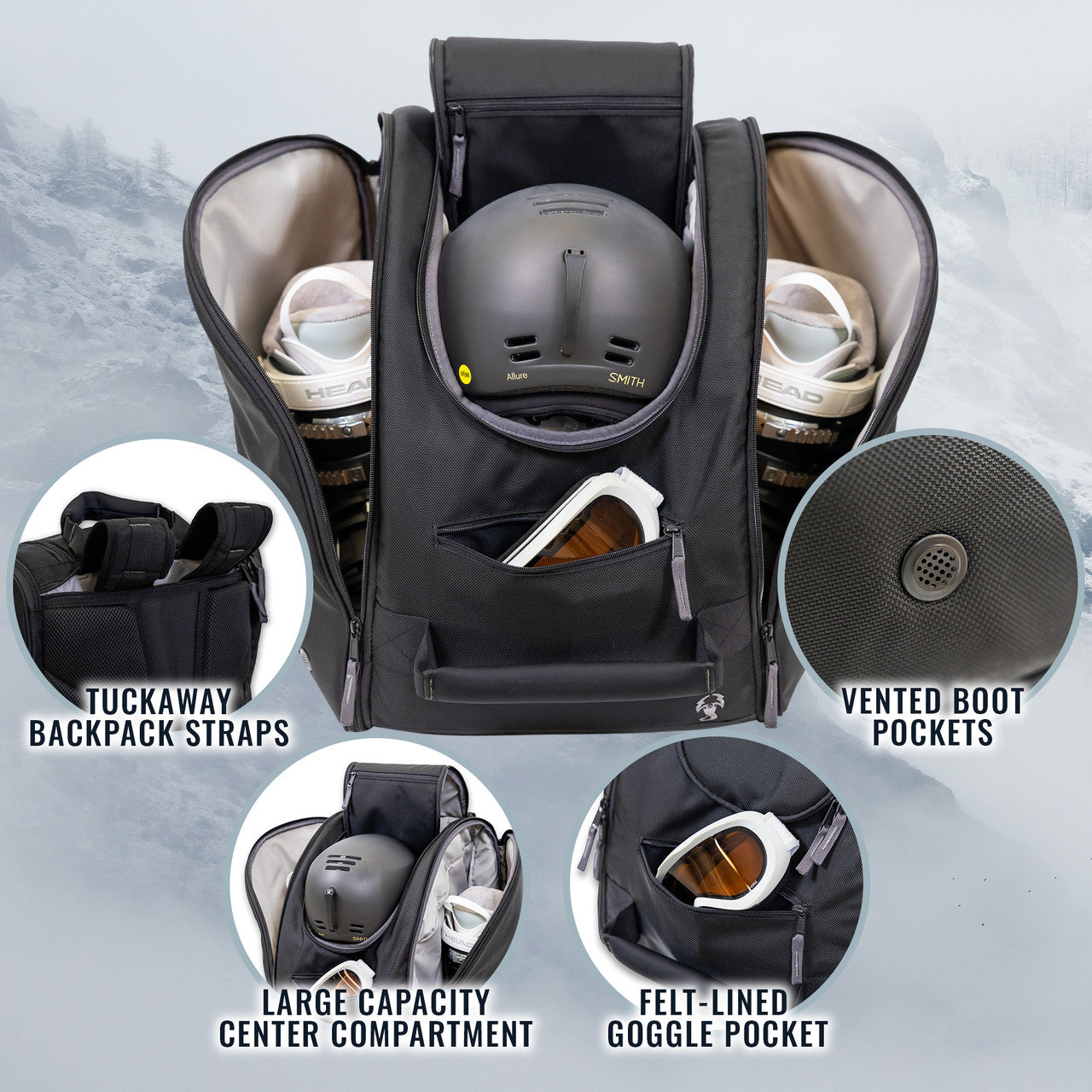 Mountain Essential Ski, Boot & Helmet Backpack - OVERLANDERS Outfitter