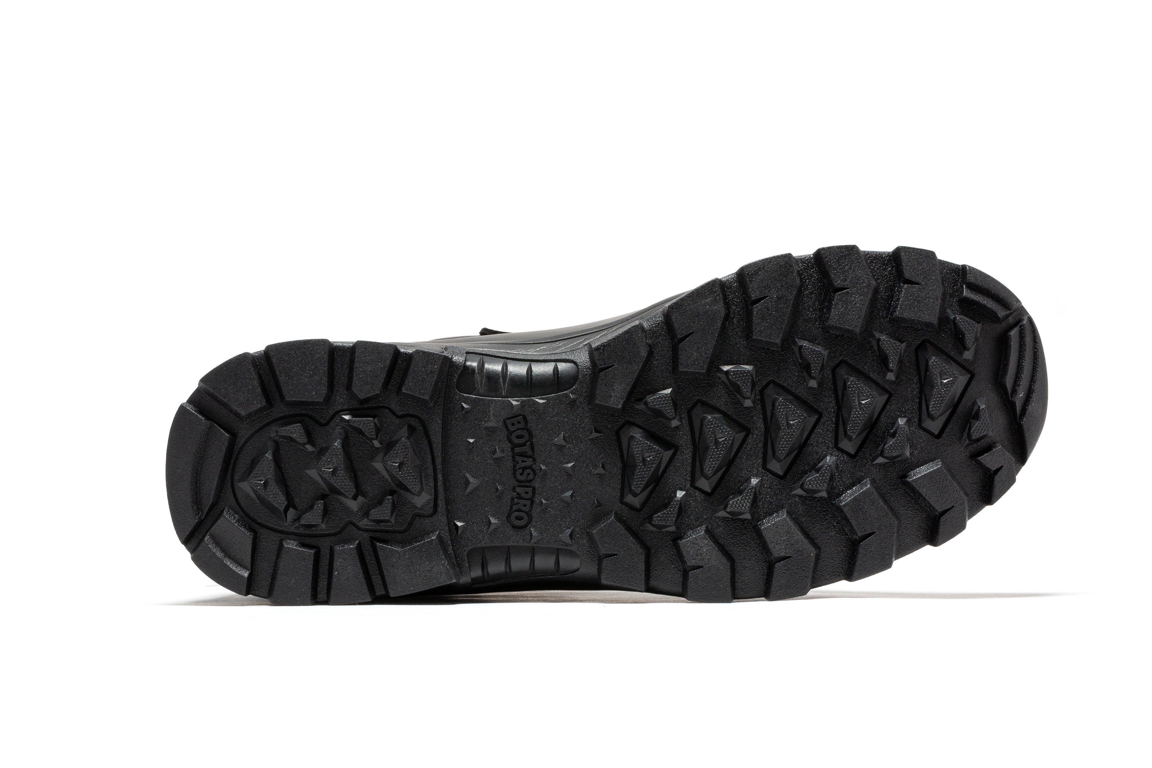 Black men's 8-inch military tactical boots with side zipper from Rock Rooster, rugged design for tactical and outdoor use.
