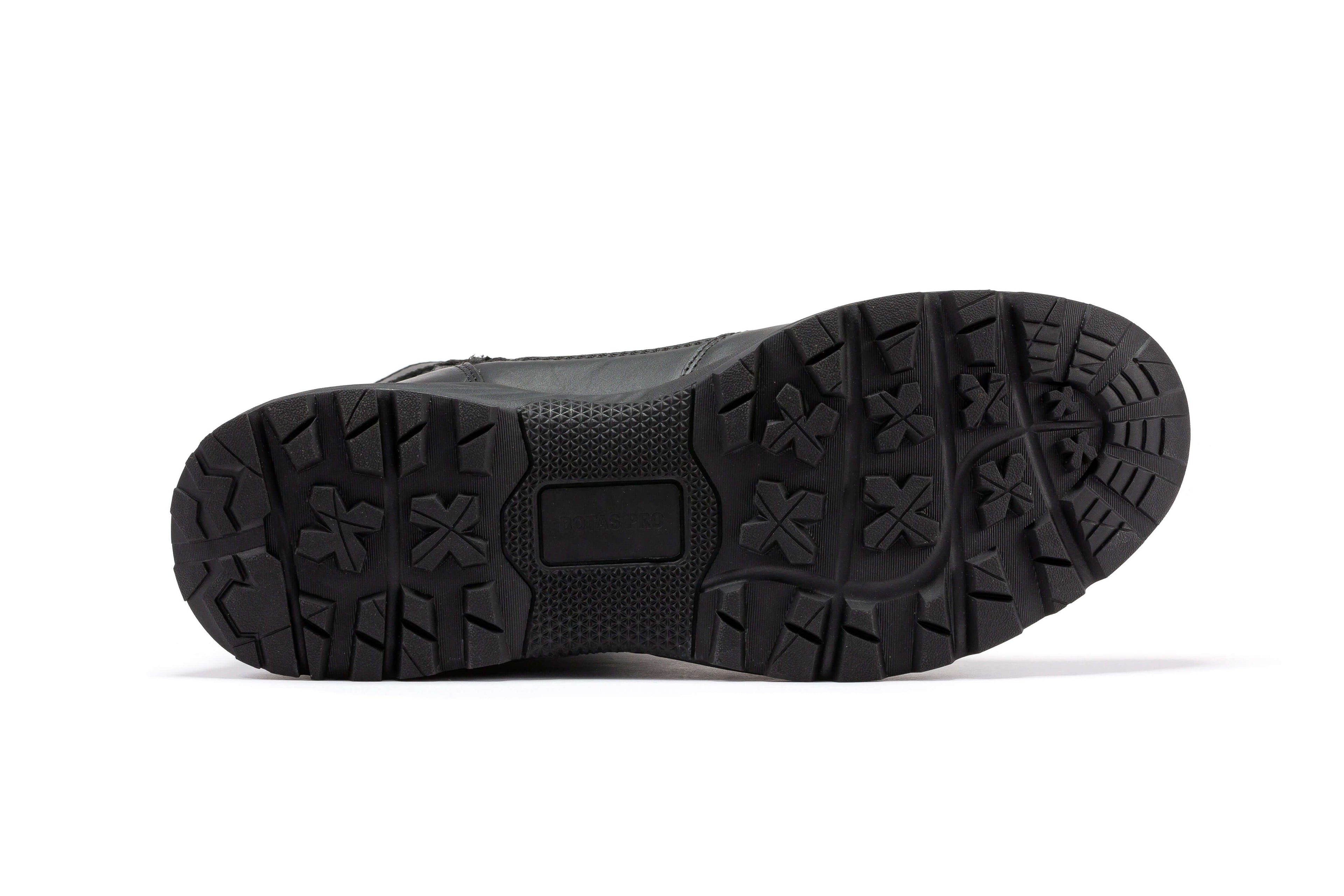 Black men's 8-inch tactical military boots with side zipper from Rock Rooster, designed for durability and outdoor use.