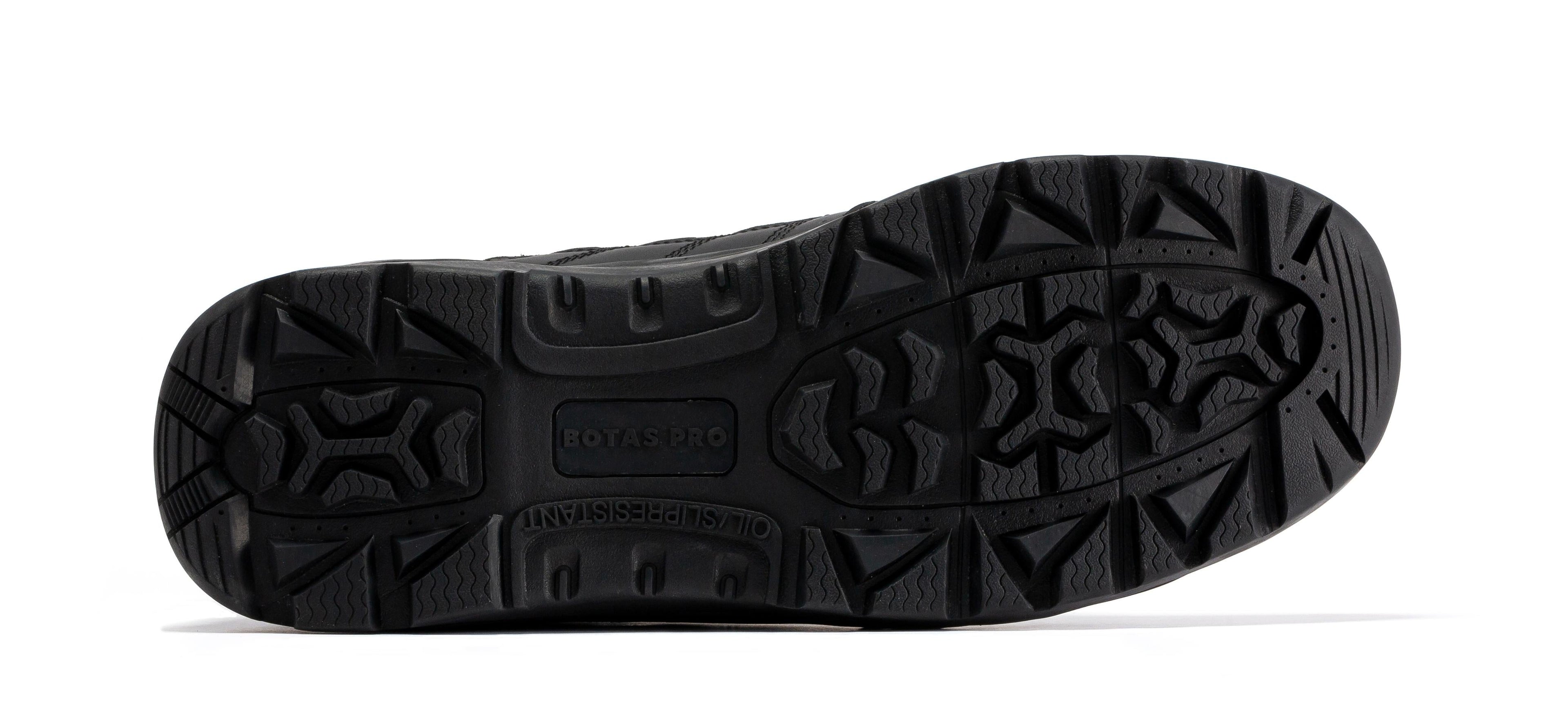 Black men's 8-inch tactical boots with side zipper and rubber sole by Rock Rooster Footwear Inc.