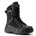 Black men's 8-inch tactical boots with side zipper and rubber sole by Rock Rooster Footwear Inc.
