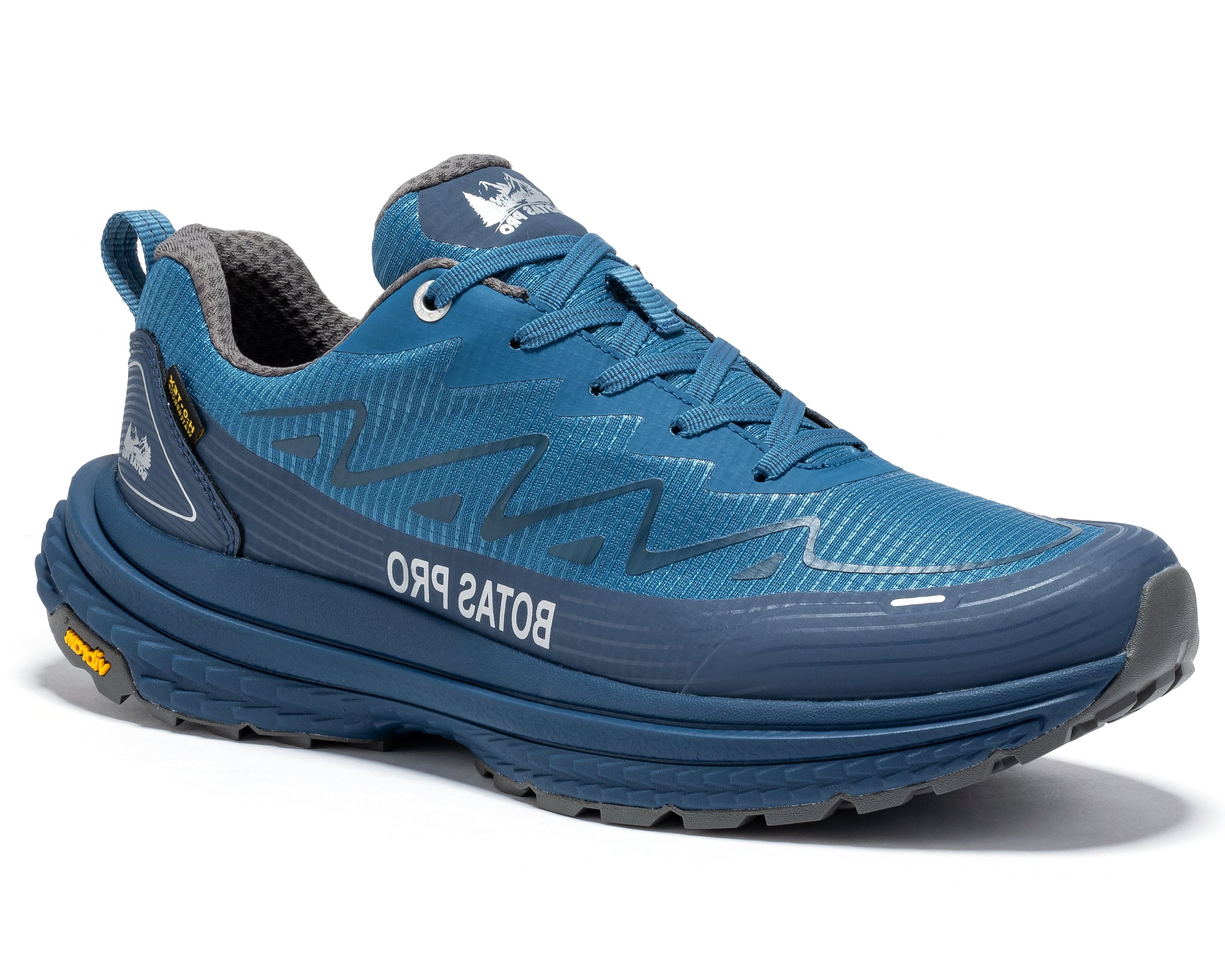 Rock Rooster Pro Blue 4-Inch waterproof hiking shoes with rugged outdoor design and durable rubber soles.