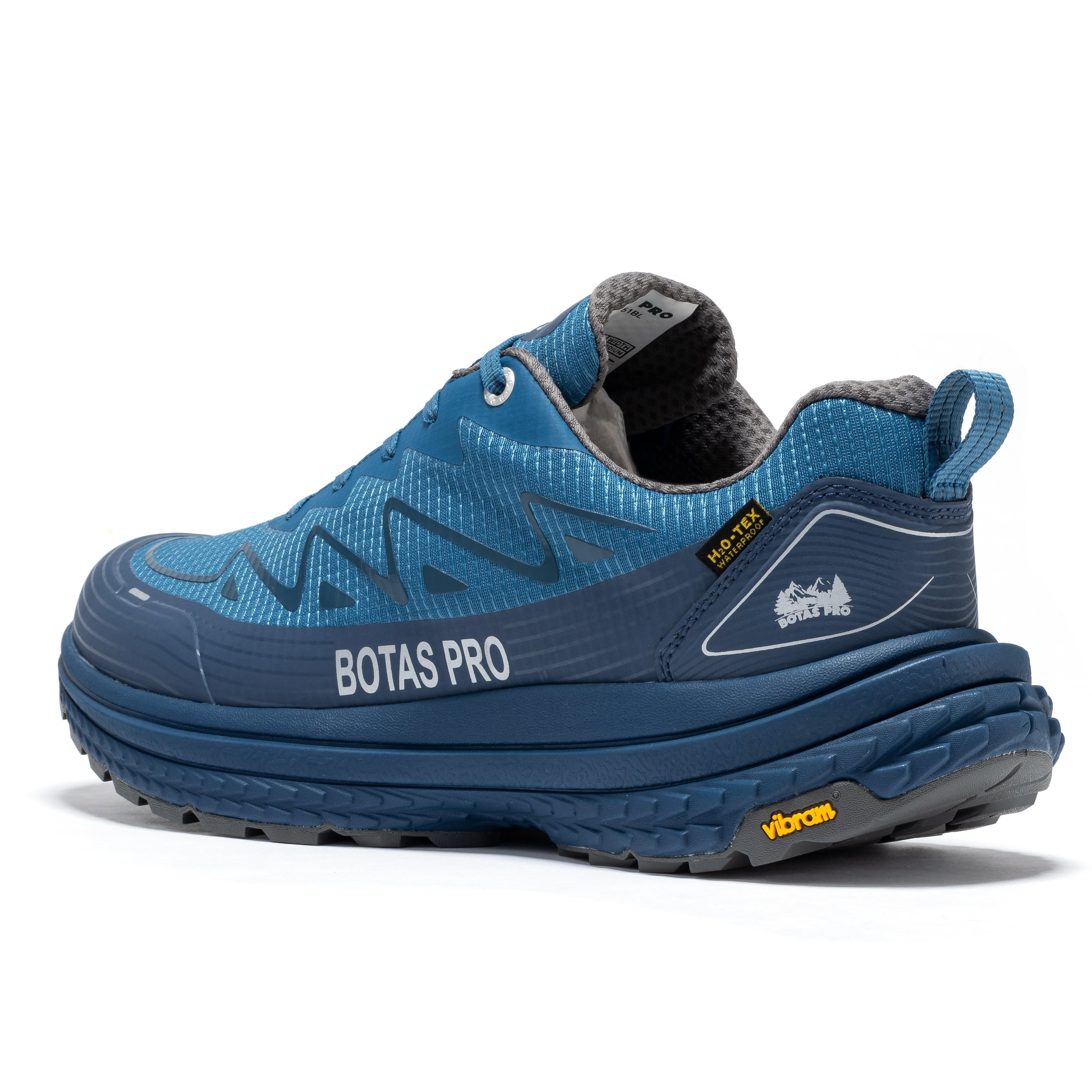 Rock Rooster Pro Blue 4-inch waterproof hiking shoes with rugged outdoor design and durable waterproof material.