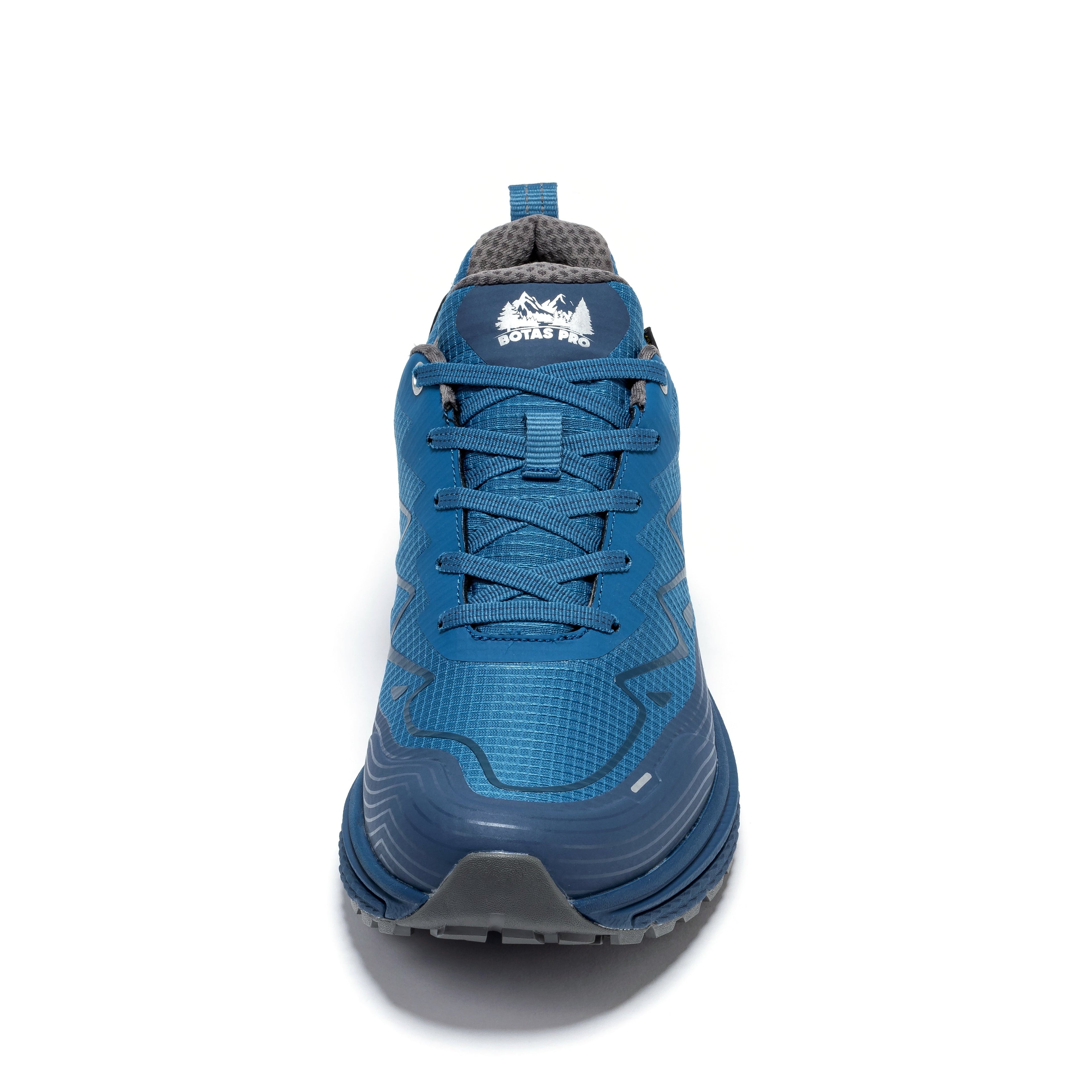 Rock Rooster Pro Blue waterproof hiking shoes with 4-inch ankle support, rugged outdoor footwear for hiking and outdoor activities.