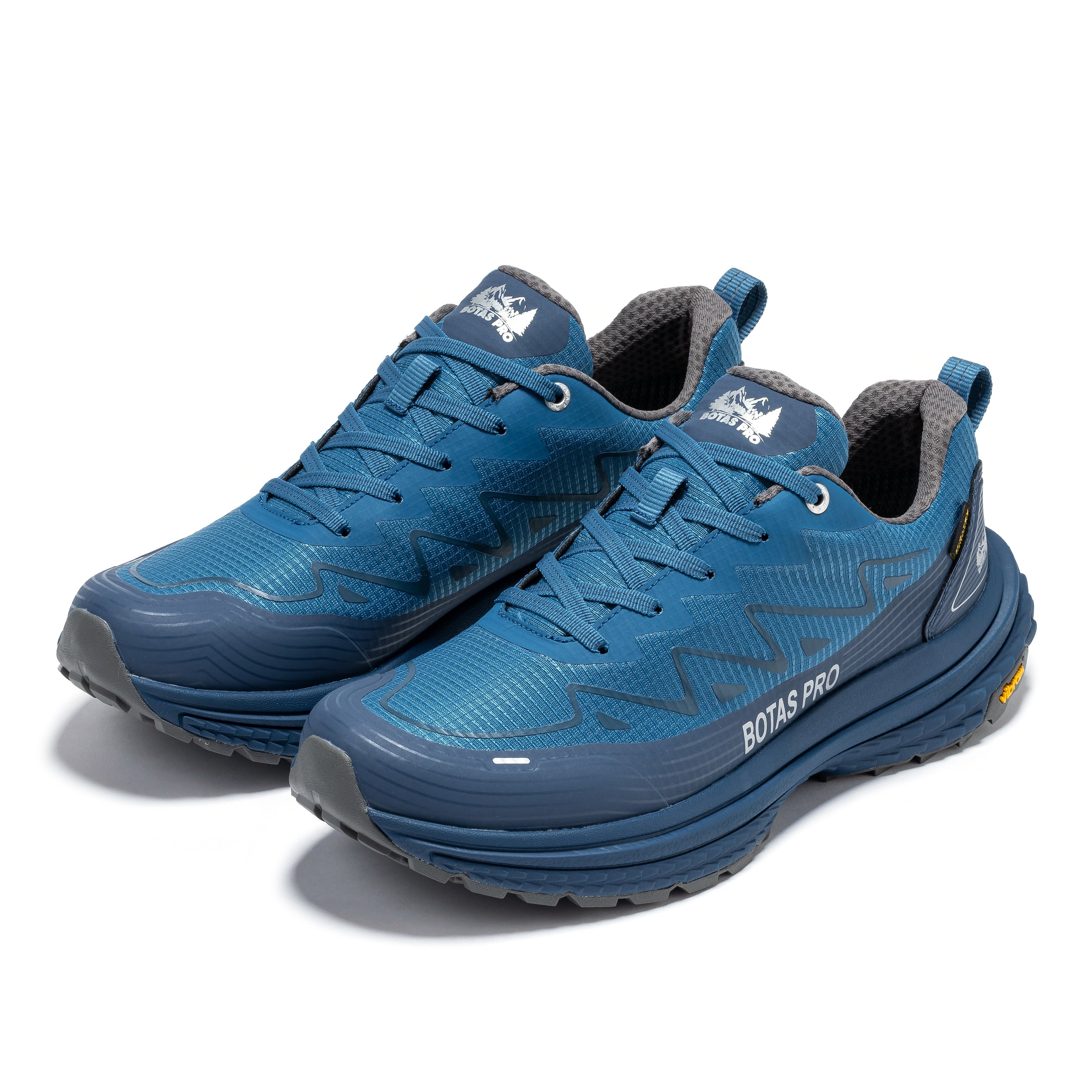 Rock Rooster Pro Blue 4-Inch Waterproof Hiking Shoes showing sturdy outdoor footwear with blue waterproof material and rugged soles.