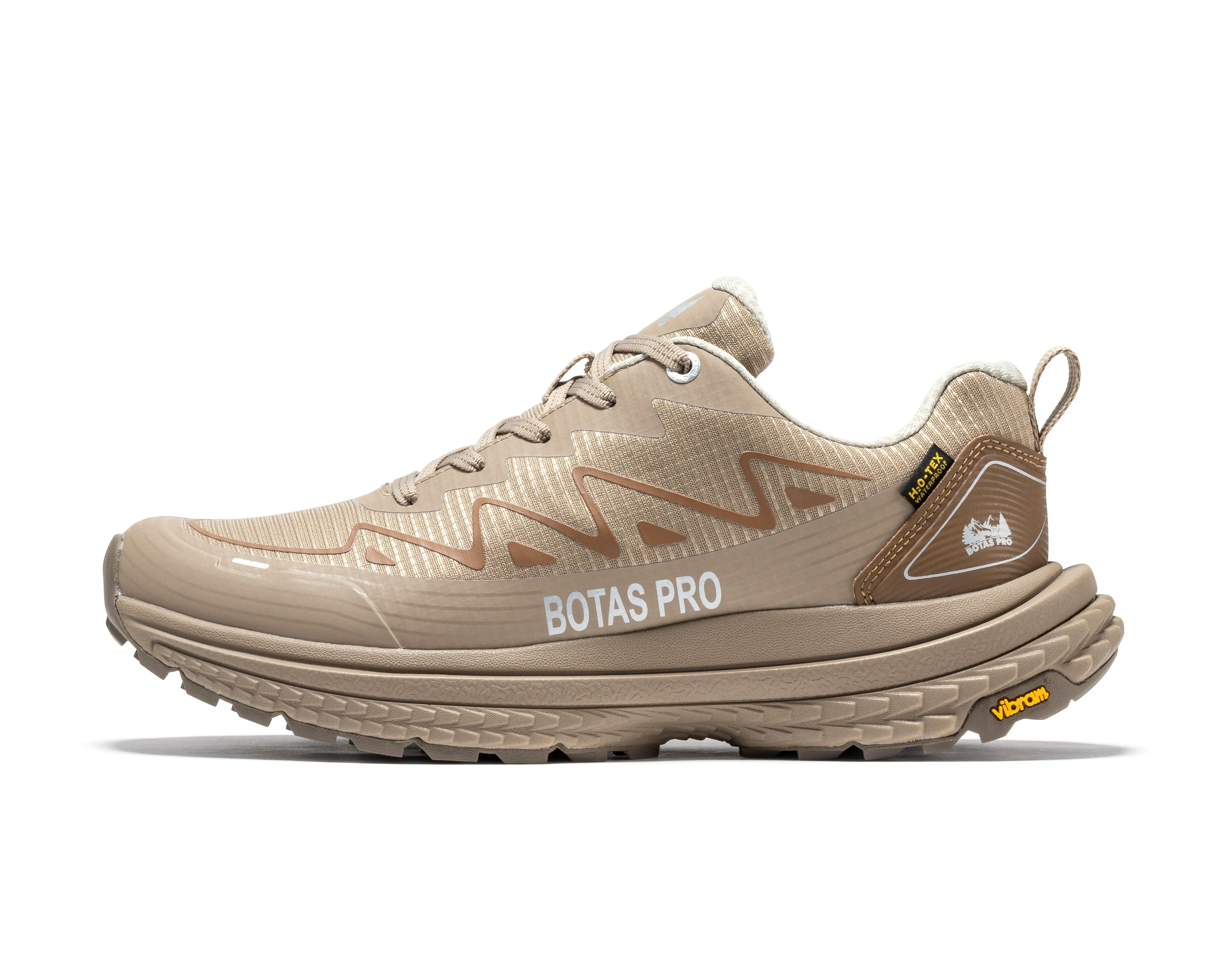 Rock Rooster Pro Khaki 4-inch waterproof hiking shoes with rugged outdoor design and sturdy soles.