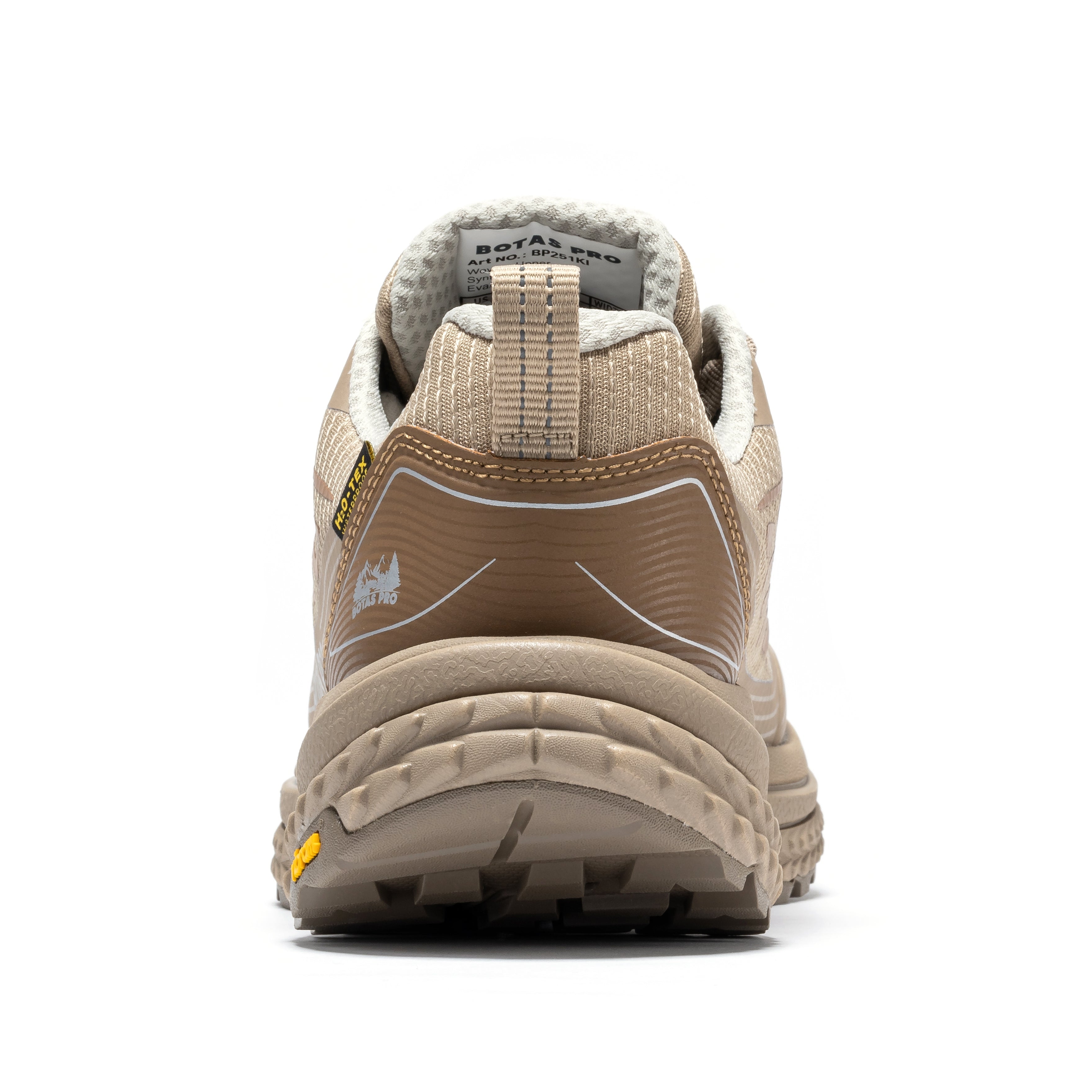 Khaki waterproof hiking shoes by Rock Rooster Footwear Inc, 4-inch outdoor boots with rugged sole and secure lacing.