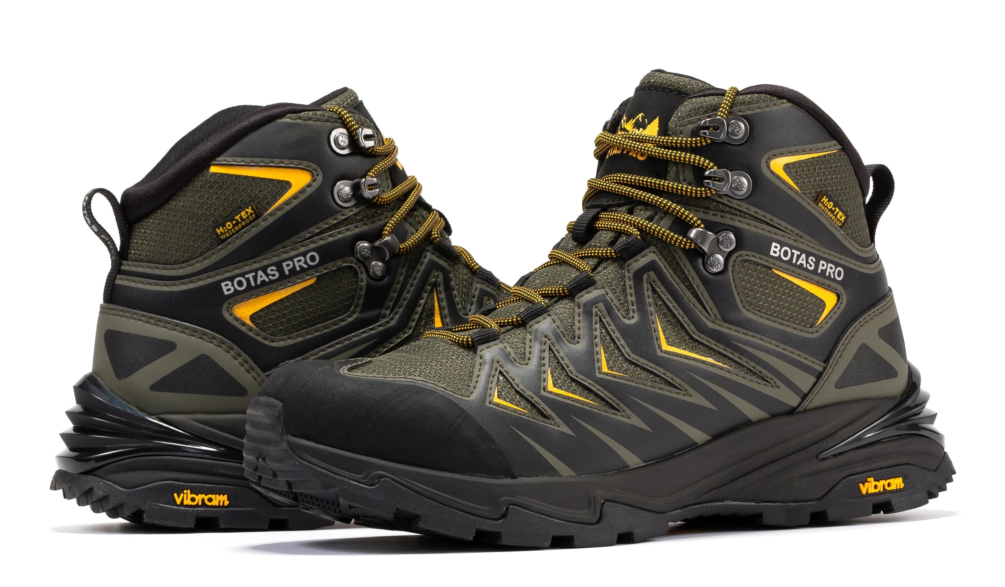 Green metallic Rock Rooster waterproof hiking boots with VIBRAM® traction lug outsole, 6-inch height for outdoor adventures.