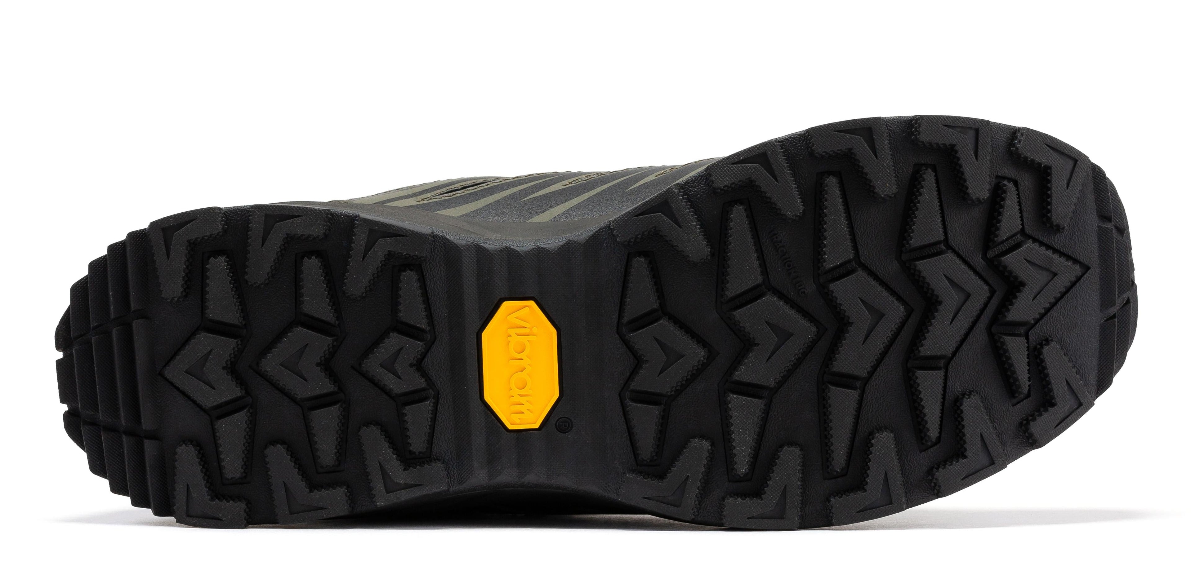 Metallic green Rock Rooster waterproof hiking boots with VIBRAM® traction lug outsole, 6-inch high, sturdy outdoor footwear.