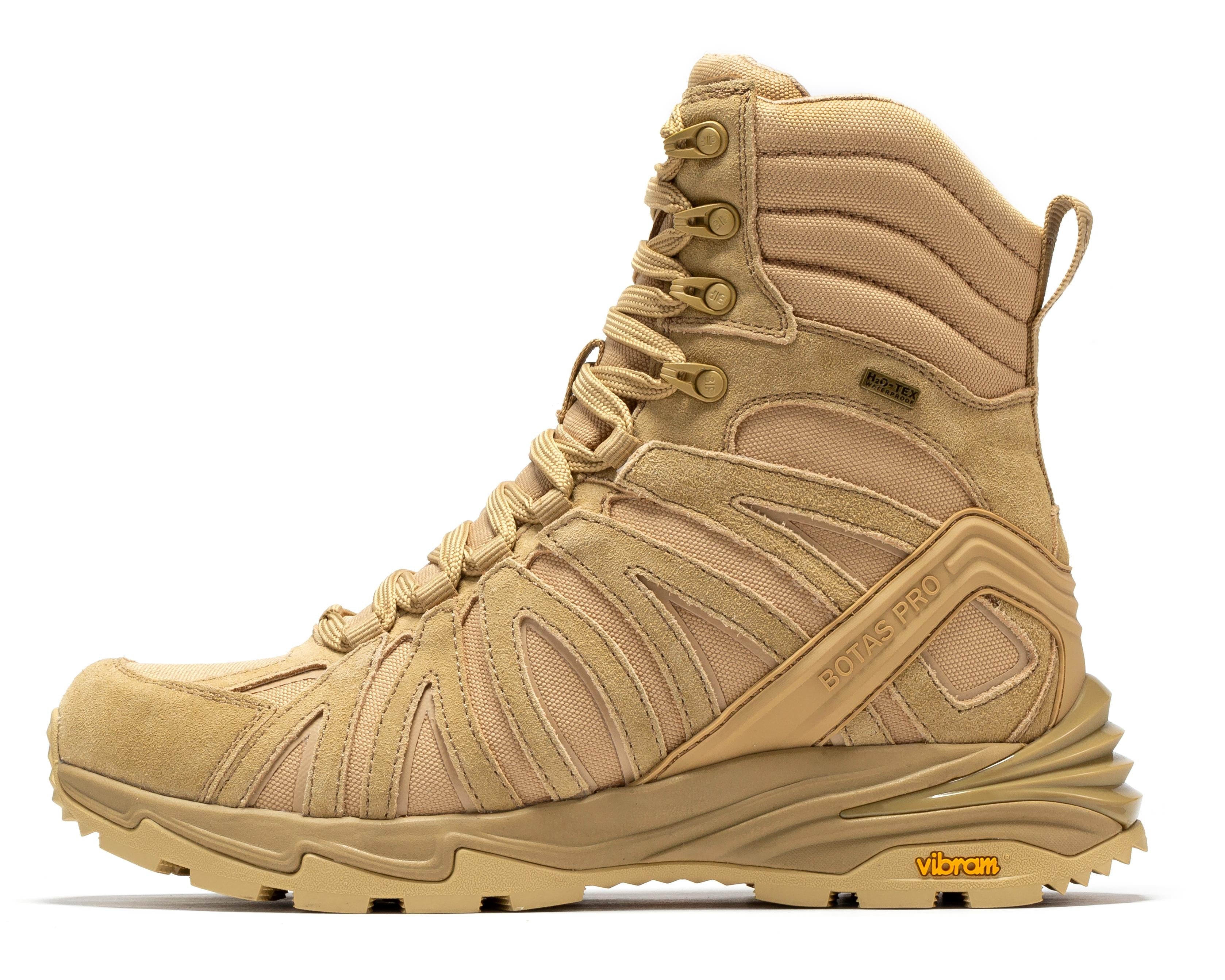 Rock Rooster Pro Sand 8-inch waterproof tactical hiking boots with VIBRAM traction lug outsole, durable and supportive for outdoor adventures.