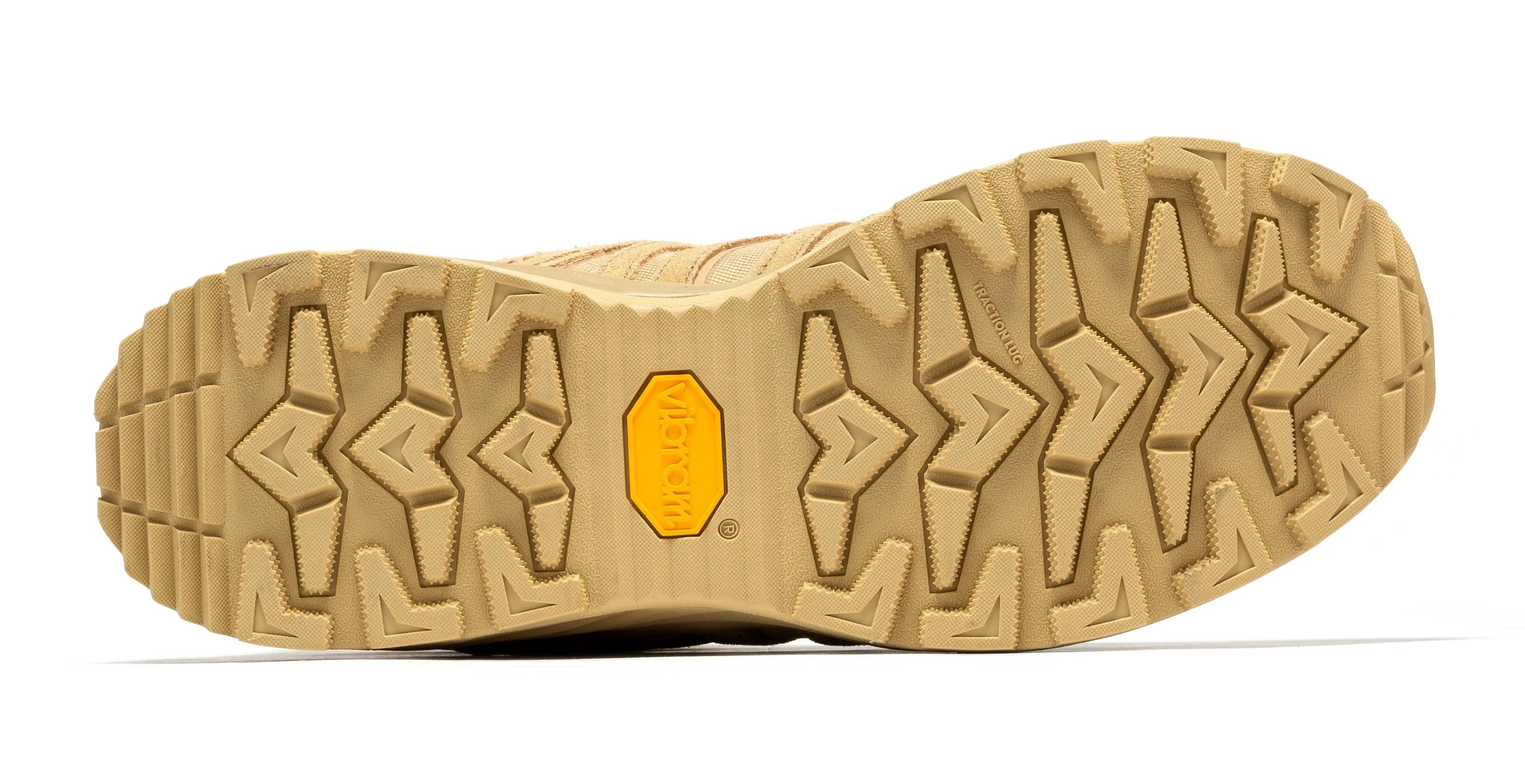 Rock Rooster Pro Sand 8-inch waterproof tactical hiking boots with Vibram traction lug outsole, shown in select size.