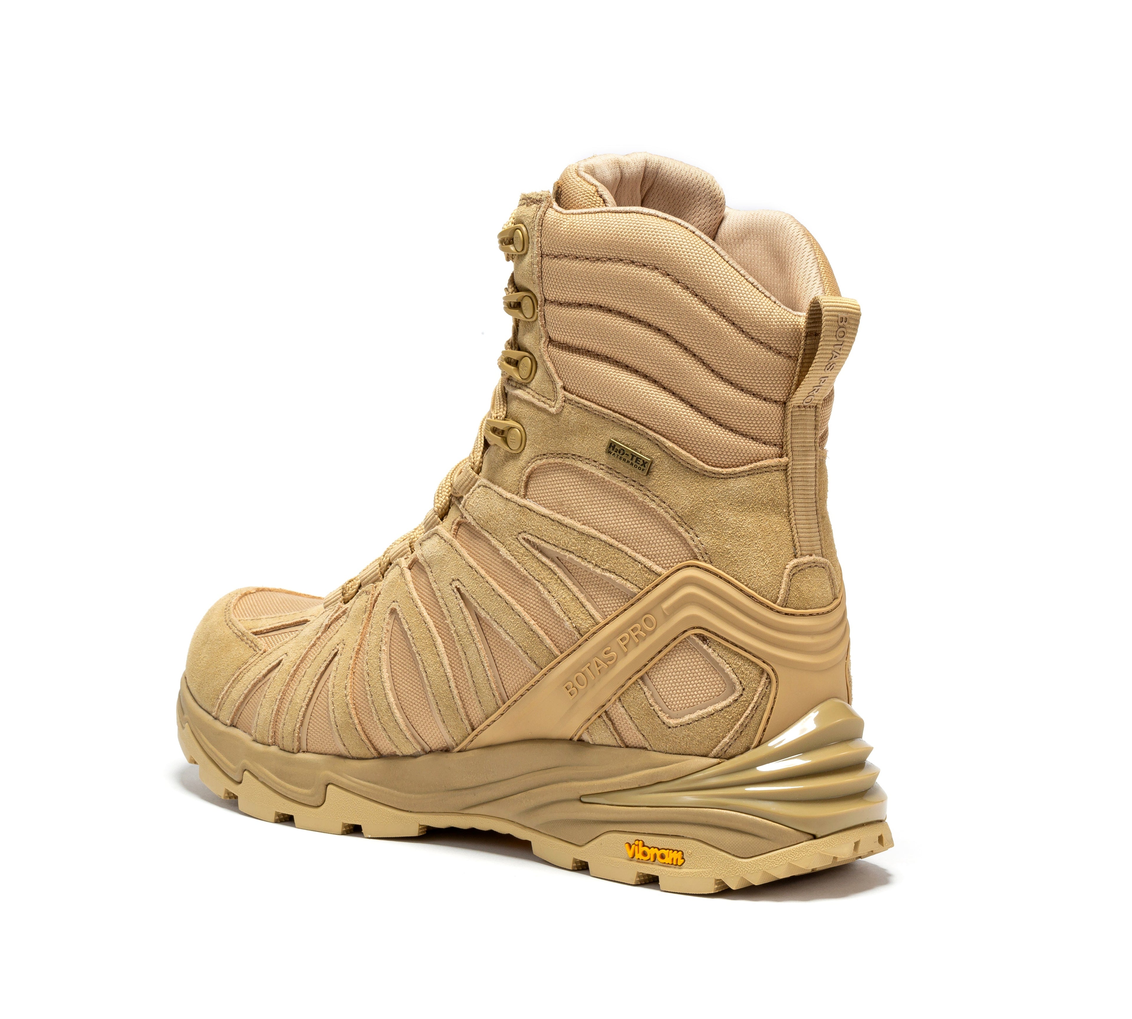 Rock Rooster Pro Sand 8-Inch Waterproof Tactical Hiking Boots with VIBRAM traction lug outsole in tan color.