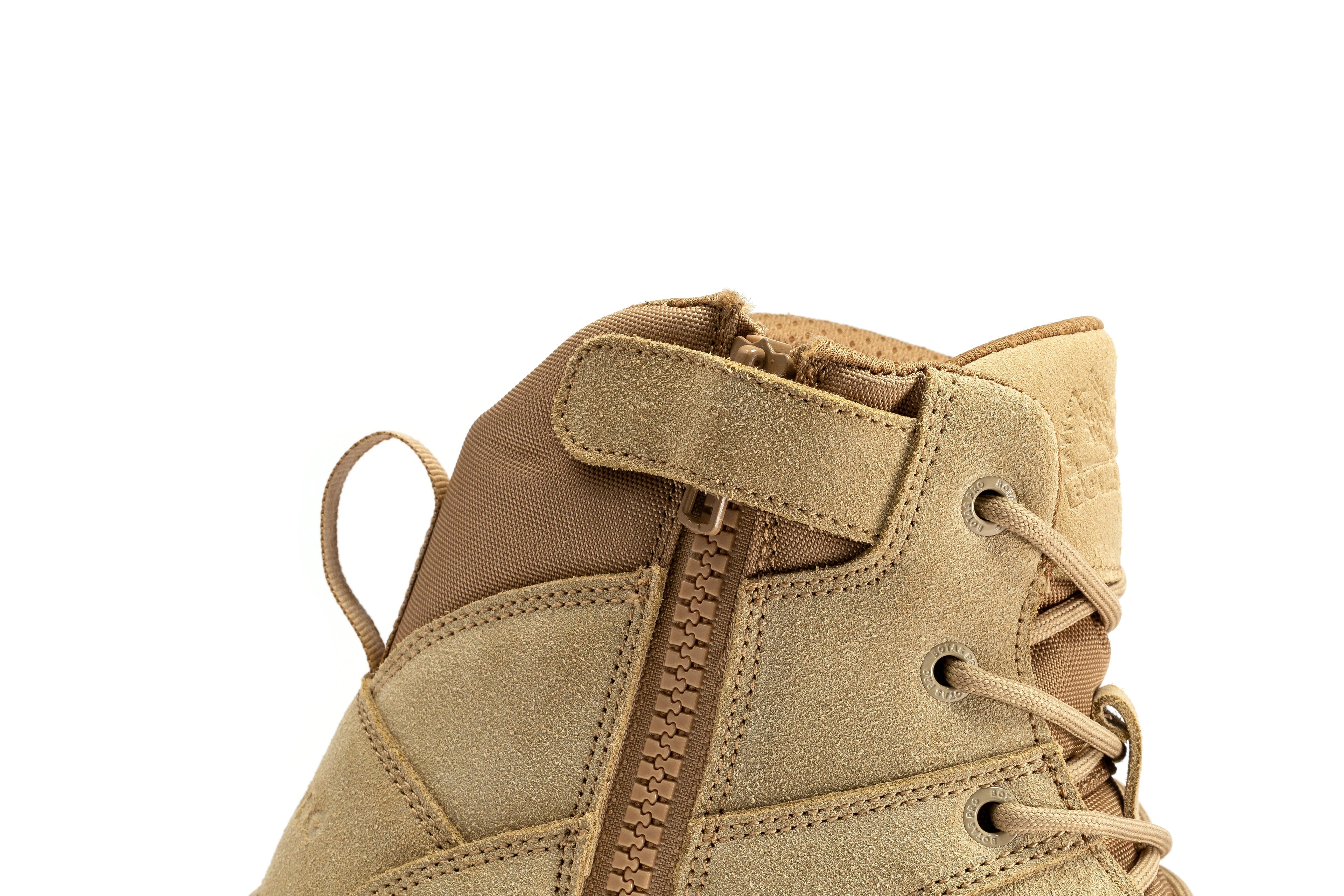 Men's 6-inch tactical boots with side zipper and rubber sole by Rock Rooster Footwear Inc, designed for durability and comfort.