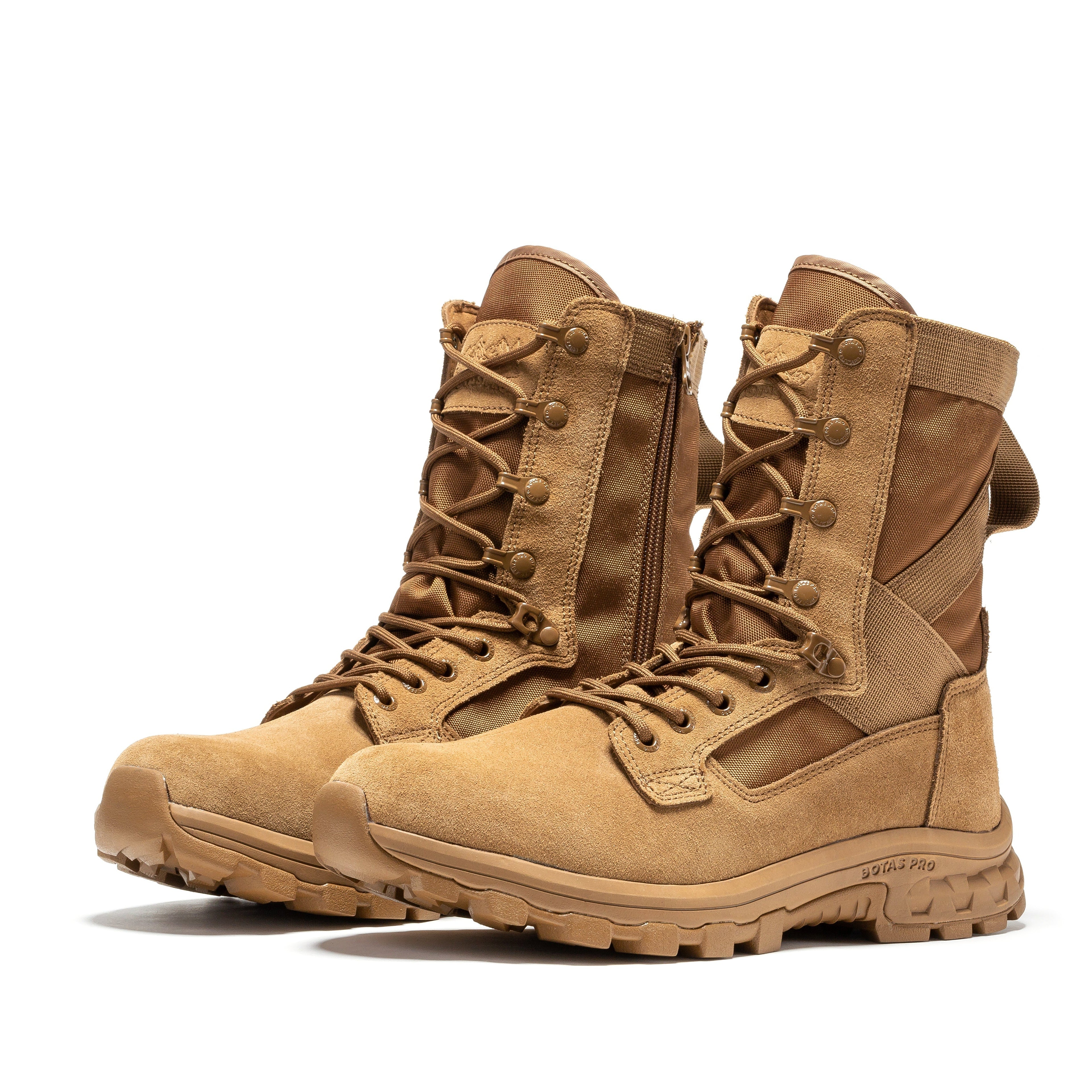 Men's Rock Rooster Pro Sand 8-inch military tactical boots with side zipper, rugged design and sturdy soles.