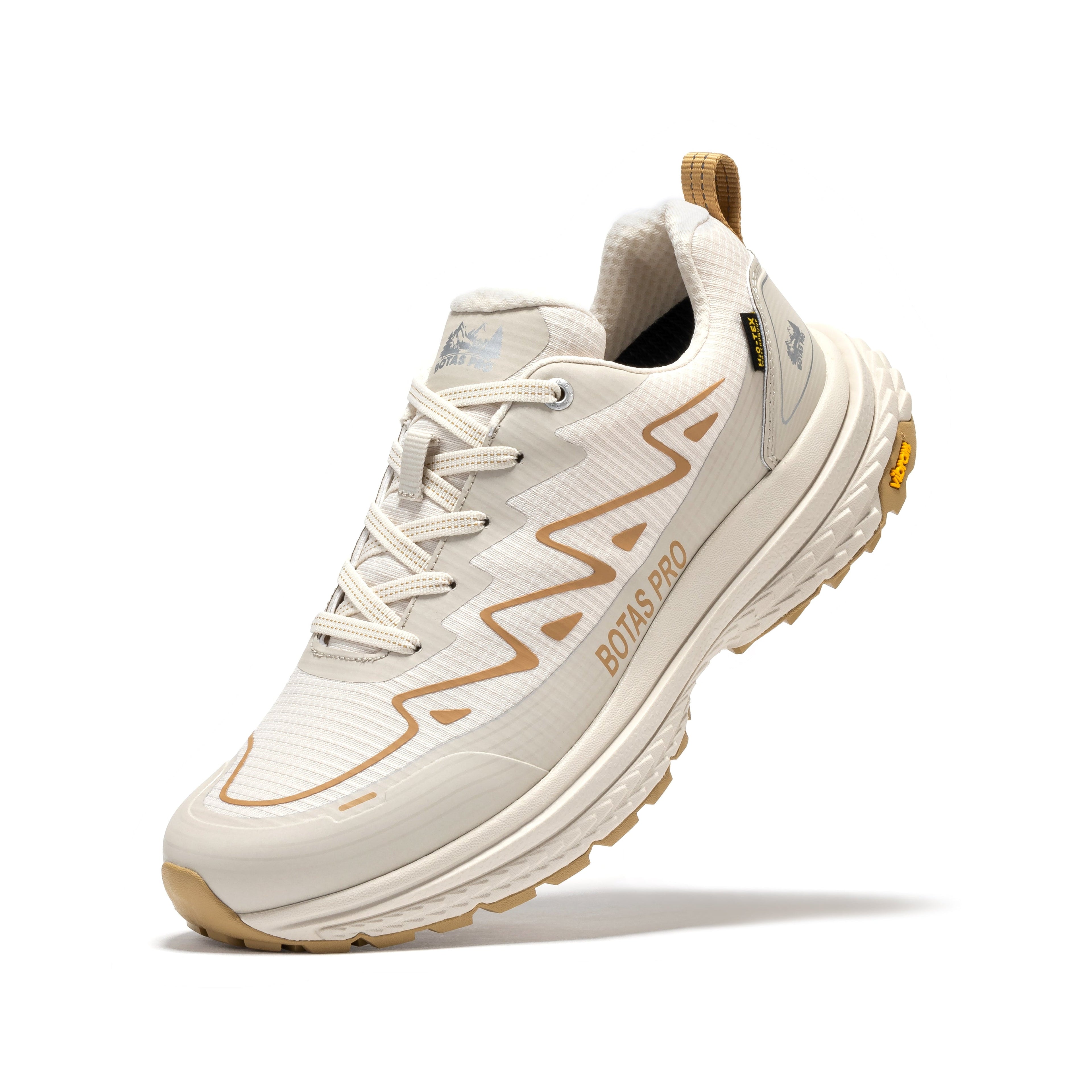 Rock Rooster Pro White waterproof hiking shoes with 4-inch ankle support, designed for outdoor adventures and rugged terrain.