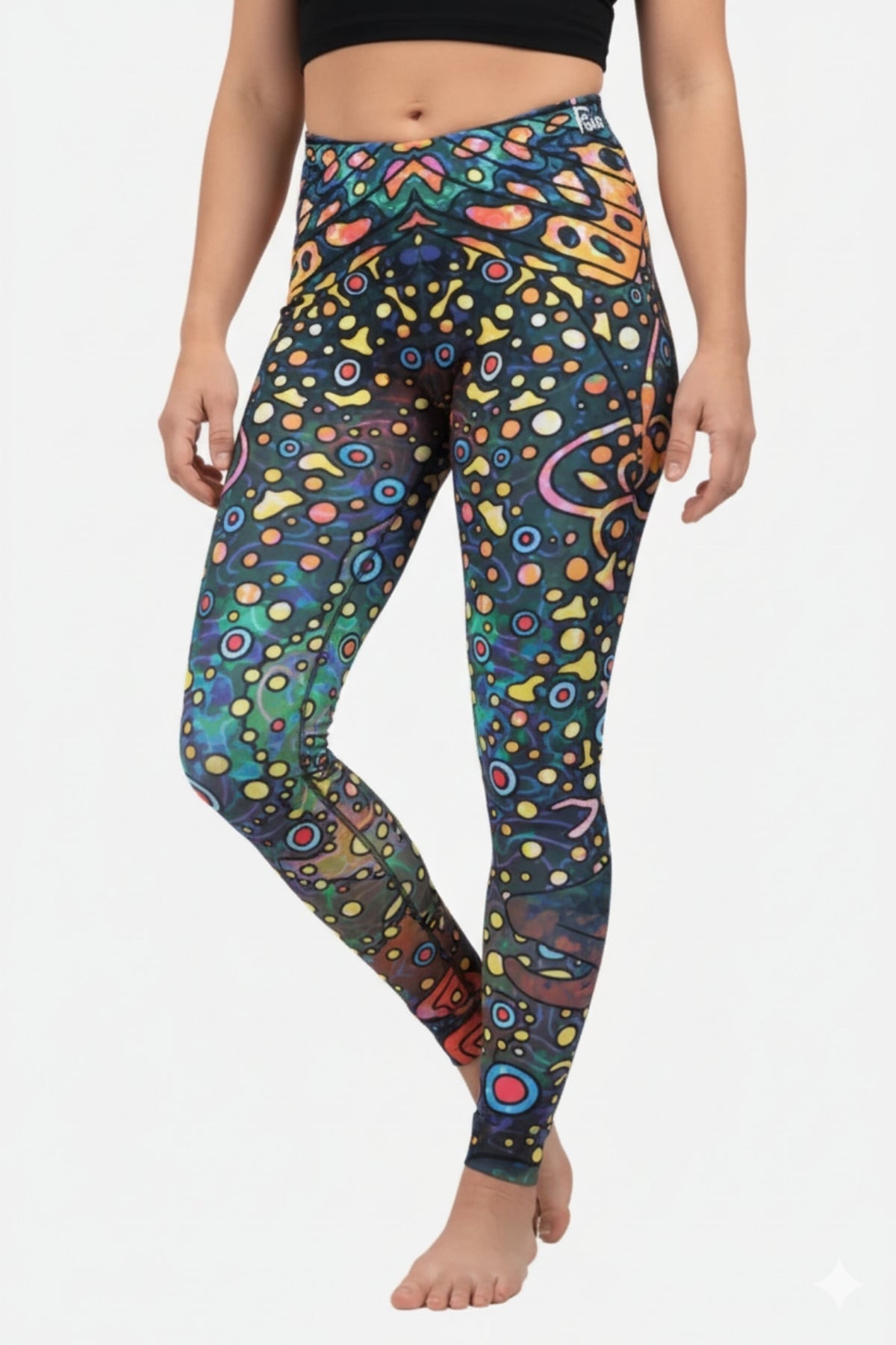 FisheWear Brookie Signature Leggings in black with subtle logo detail, snug fit, and stretchy fabric for comfortable active wear.