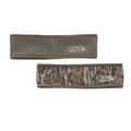 Reversible Hunt headband by DSG OUTERWEAR in brown bottomland camouflage, showing both sides of the soft, stretchy fabric.