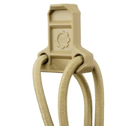 HCC Tactical bungee pull tabs in black, designed for easy grip and adjustment in tactical gear applications.