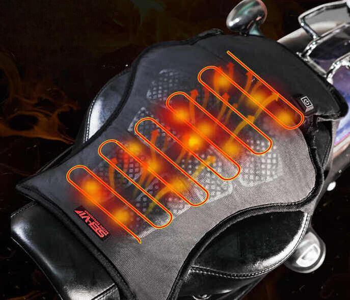 SEIVI™ Motorcycle Heated Seat Cushion from Bean's Moto Booth, a padded accessory with heating elements for comfort on bikes.